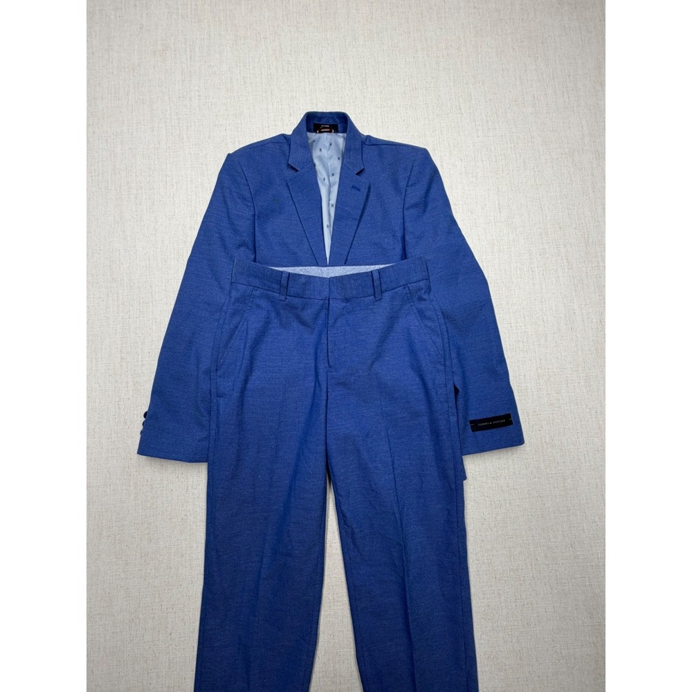 Tommy Hilfiger Boys Blue 2 Piece Suit Set Blazer Pants Size 14 TBSFD09F